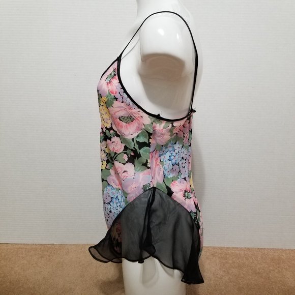 Victoria's Secret teddy Large floral print ruffle trim snap crotch VINTAGE - Picture 2 of 13